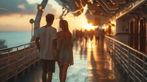 una pareja pasea en un crucero swinger